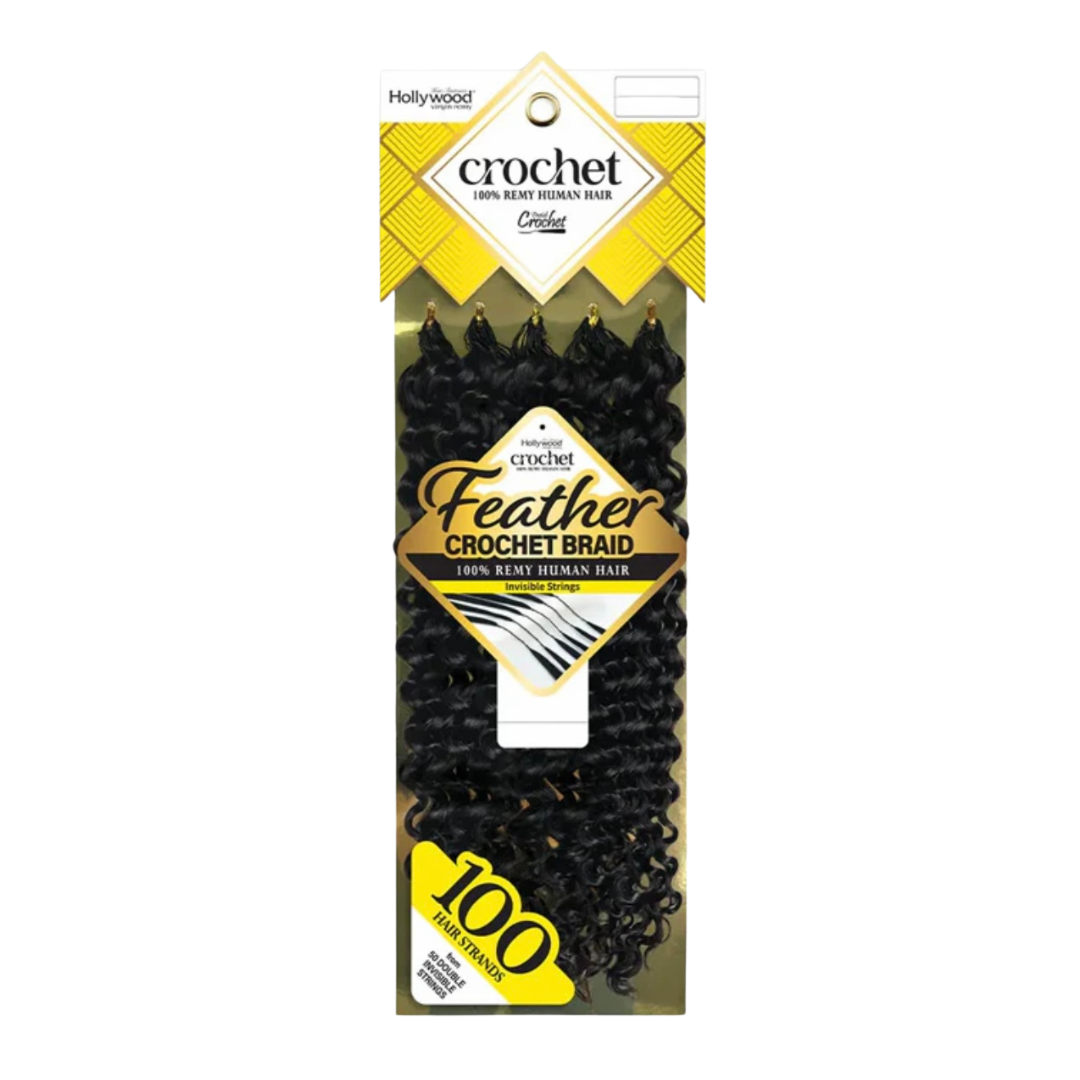 Hollywood Feather Crochet Braid 100% Remy Human Hair - Water 18"