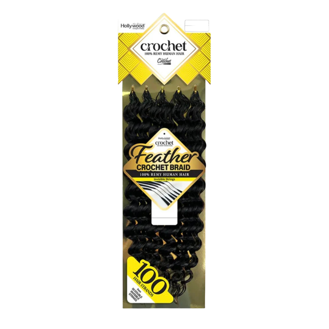 Hollywood Feather Crochet Braid 100% Remy Human Hair - Deep 18"